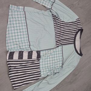 Striped and Checkered Long Sleeve Top